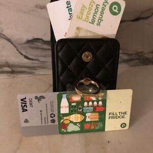 Black Quilted Card Holder with Gold Accents